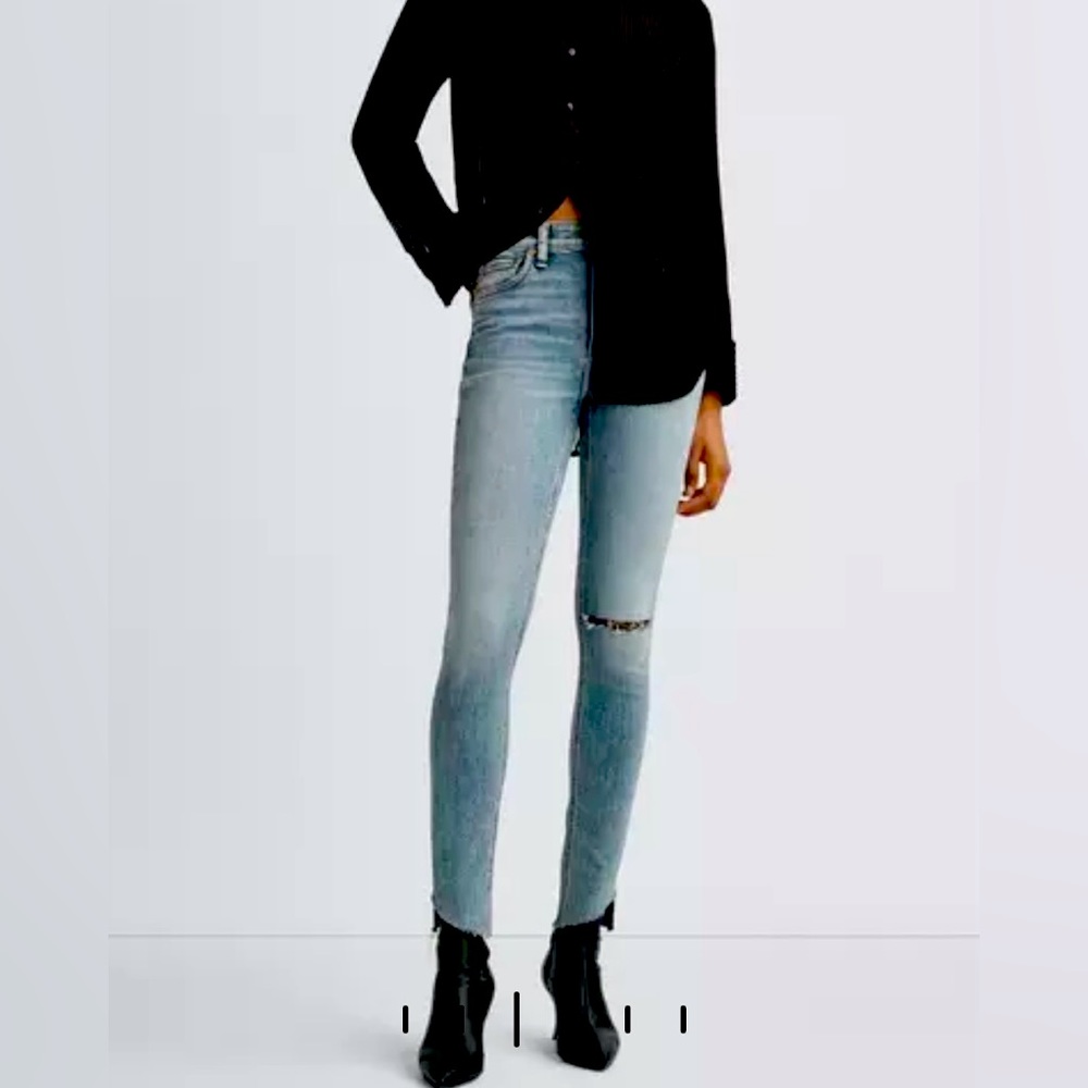 Rag and Bone Nina high rise skinny -Maisie with holes.